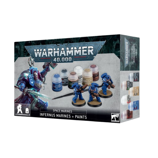 Warhammer 40k Starterset Infernus Marines + Farben Set mit Space Marines Miniaturen, Citadel Farben und Pinsel