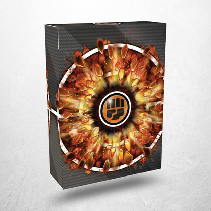 Deckbox mit Kampf-Energie-Design aus dem Pokémon Liga Kampf Deck Mega Lucario ex für die Aufbewahrung von Karten.