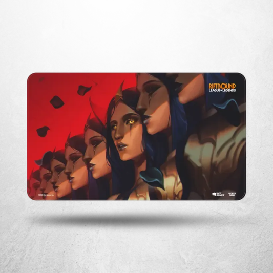 Riftbound Unleashed Playmat „LeBlanc, Deceiver“ mit Artwork der League of Legends Championin LeBlanc im offiziellen Design.