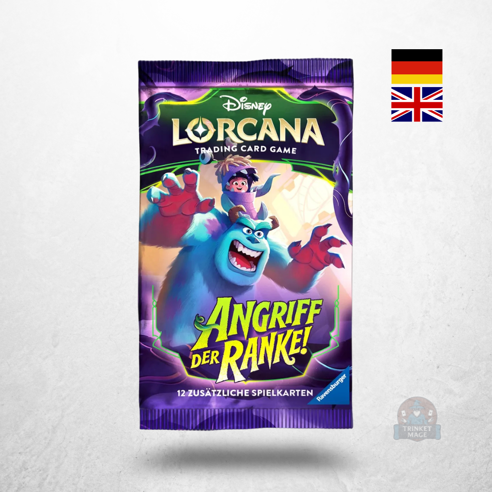 Disney Lorcana Angriff der Ranke Booster mit Sulley als Motiv in deutscher und englischer Sprache.