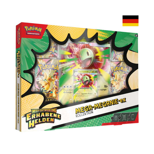 Pokémon Mega-Meganie ex Kollektion Deutsch mit Promo-Karte, Boostern und Mega-Meganie ex aus Erhabene Helden