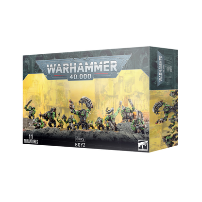 Warhammer 40.000 Ork Boyz Box mit 11 Ork Miniaturen und verschiedenen Waffen