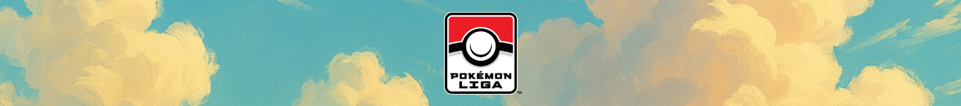 Pokemon Liga Banner mit klassischem Pokéball-Logo vor Himmelshintergrund – offizielles Logo für lokale Turniere und wöchentliche Liga-Treffen.