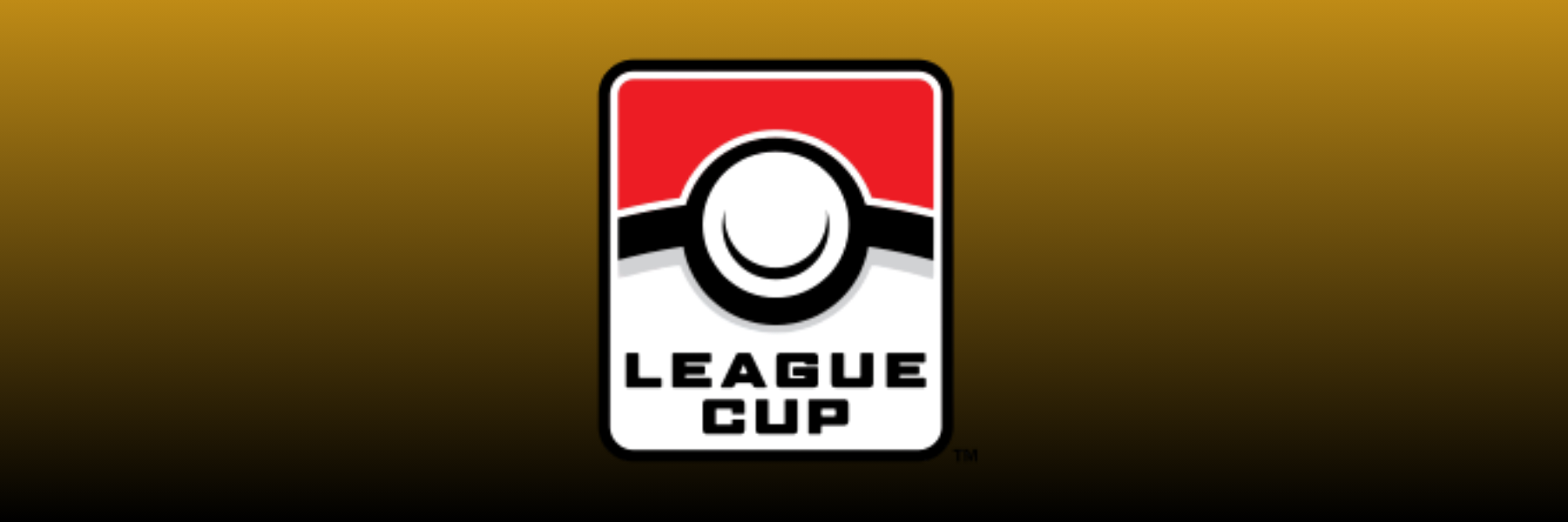 Pokemon League Cup Banner mit Pokeball-Emblem auf schwarzem Hintergrund – offizielles Turnierformat zur Qualifikation für große Meisterschaften.