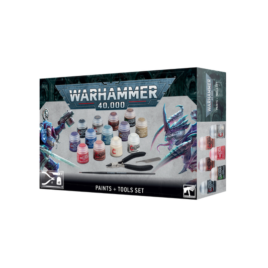 Warhammer 40k Farben Set Citadel Paints + Tools Set mit Miniaturfarben Seitenschneider und Pinsel Einsteiger Zubehör