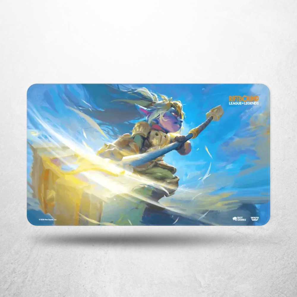 Riftbound Unleashed Playmat „Poppy, Keeper of the Hammer“ mit Artwork der League of Legends Championin Poppy im offiziellen Design.