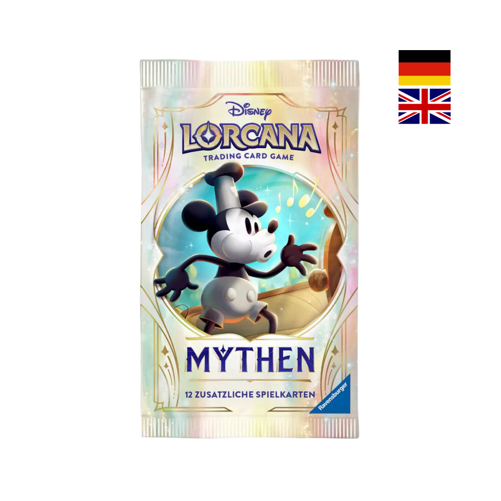 Disney Lorcana Mythen Boosterpack – Sammelkarten-Booster mit Mickey Mouse, 12 Karten pro Packung, deutsch & englisch.