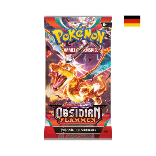 Pokémon Booster Obsidianflammen aus Karmesin & Purpur mit Glurak-ex Artwork, 10 Karten pro Pack, deutsch, Pokémon Sammelkarten Booster