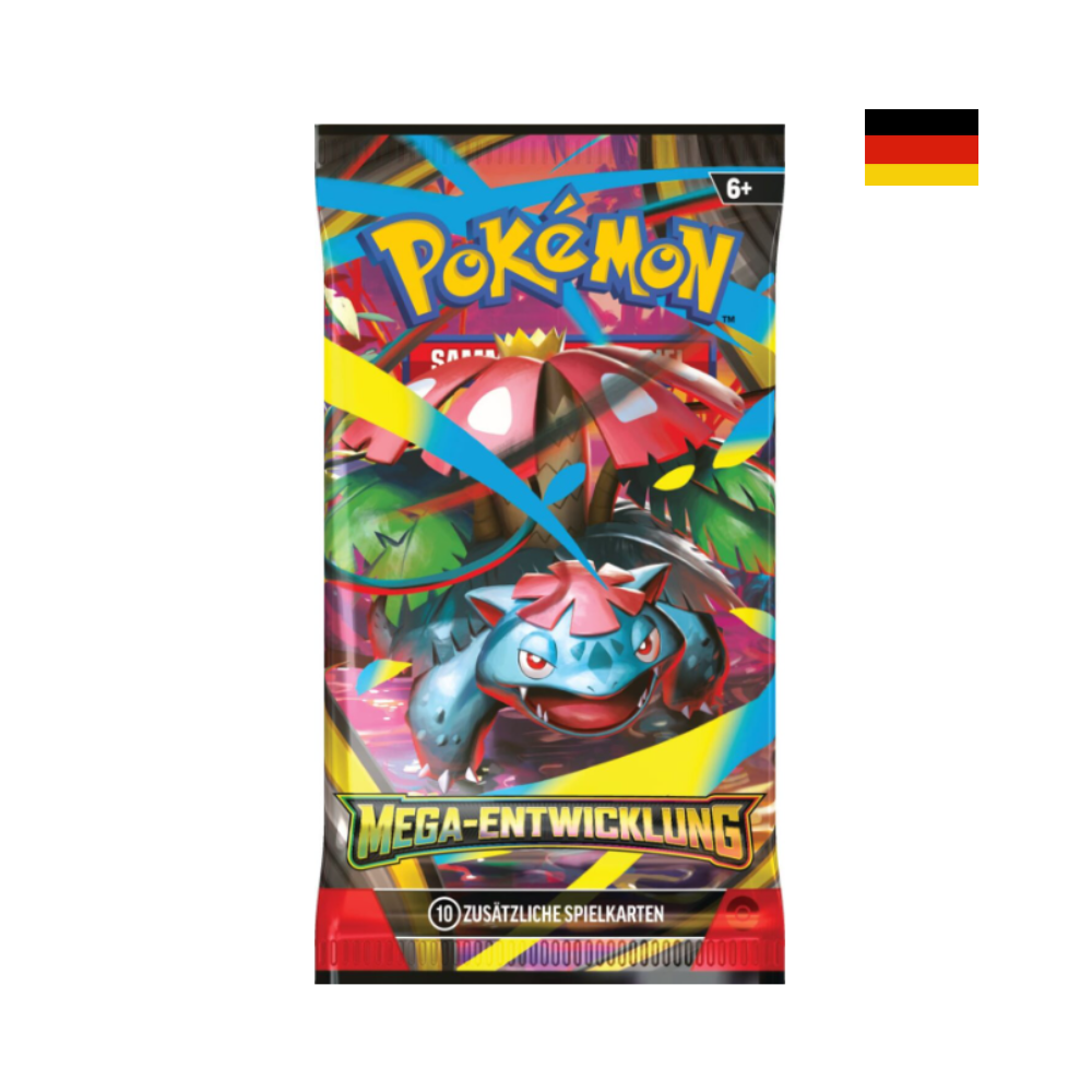 Pokémon Mega-Entwicklung Booster mit Bisaflor Artwork und 10 zusätzlichen Spielkarten für Sammler