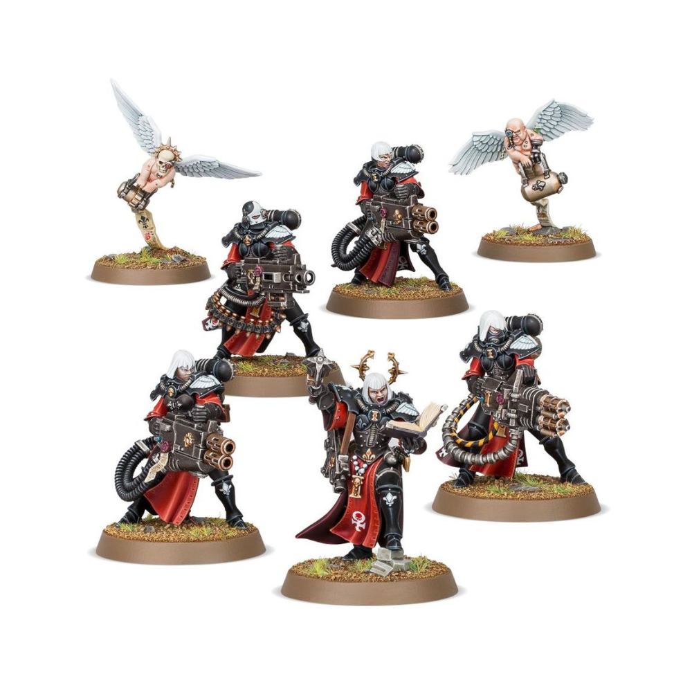 Warhammer 40k Adepta Sororitas Retributor Squad Miniaturen Set mit schweren Waffen und Servitoren, Citadel Modelle für Tabletop Armee