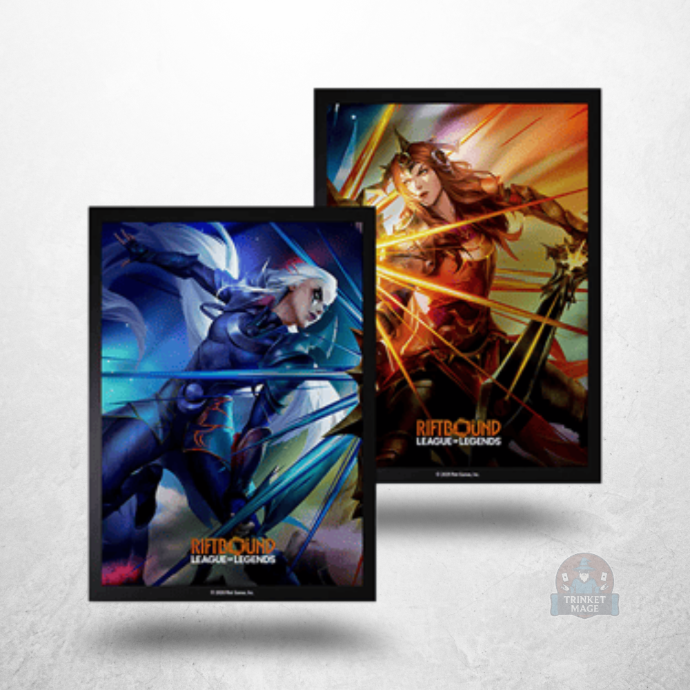 Riftbound: League of Legends – Vendetta Diana vs Leona Sleeves mit zwei illustrierten Kartenhüllen im Charakterdesign.