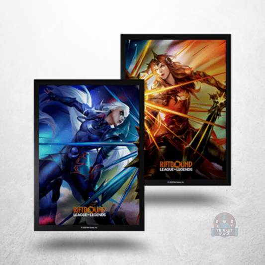 Riftbound: League of Legends – Vendetta Diana vs Leona Sleeves mit zwei illustrierten Kartenhüllen im Charakterdesign.