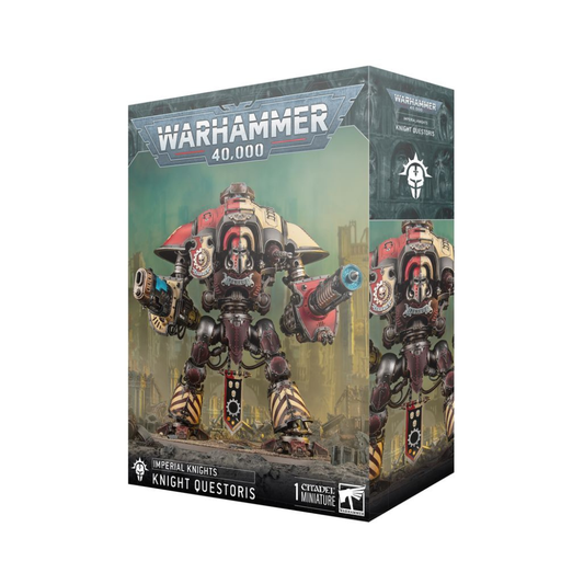 Warhammer 40.000 Imperial Knights Knight Questoris Box mit bemalter Kampfmaschine, große Miniatur mit Kanonen und Nahkampfwaffen