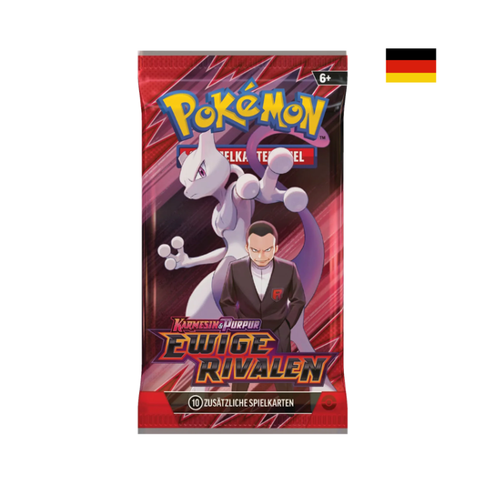 Pokémon Ewige Rivalen Booster Deutsch mit Mewtu und Giovanni Artwork Sammelkarten Pack mit 10 Karten für Sammler und Spieler