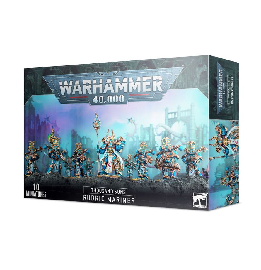Warhammer 40k Rubric Marines Thousand Sons Miniaturen Set mit 10 bemalten Modellen und verzierter blauer Rüstung
