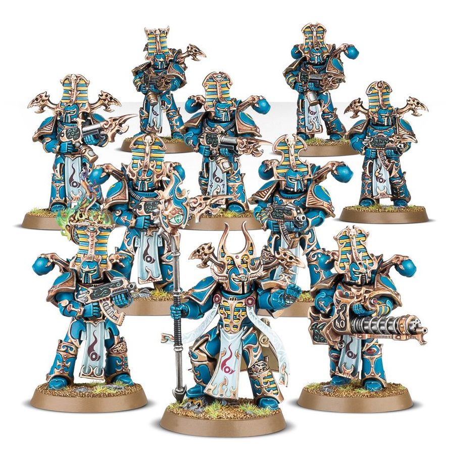 Warhammer 40k Rubric Marines Thousand Sons Miniaturen Set mit 10 bemalten Modellen und verzierter blauer Rüstung