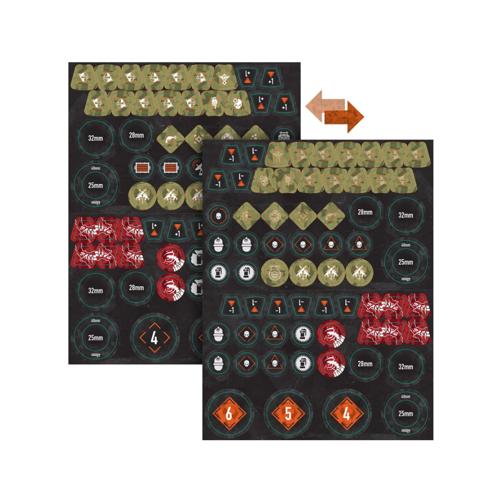 Marker und Spielzubehör aus Kill Team Schrecken auf Devlan für narrative Warhammer Missionen