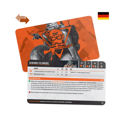 Datenkarte des Schemen-Feldwebels aus Kill Team Schrecken auf Devlan für Astra Militarum Strategien