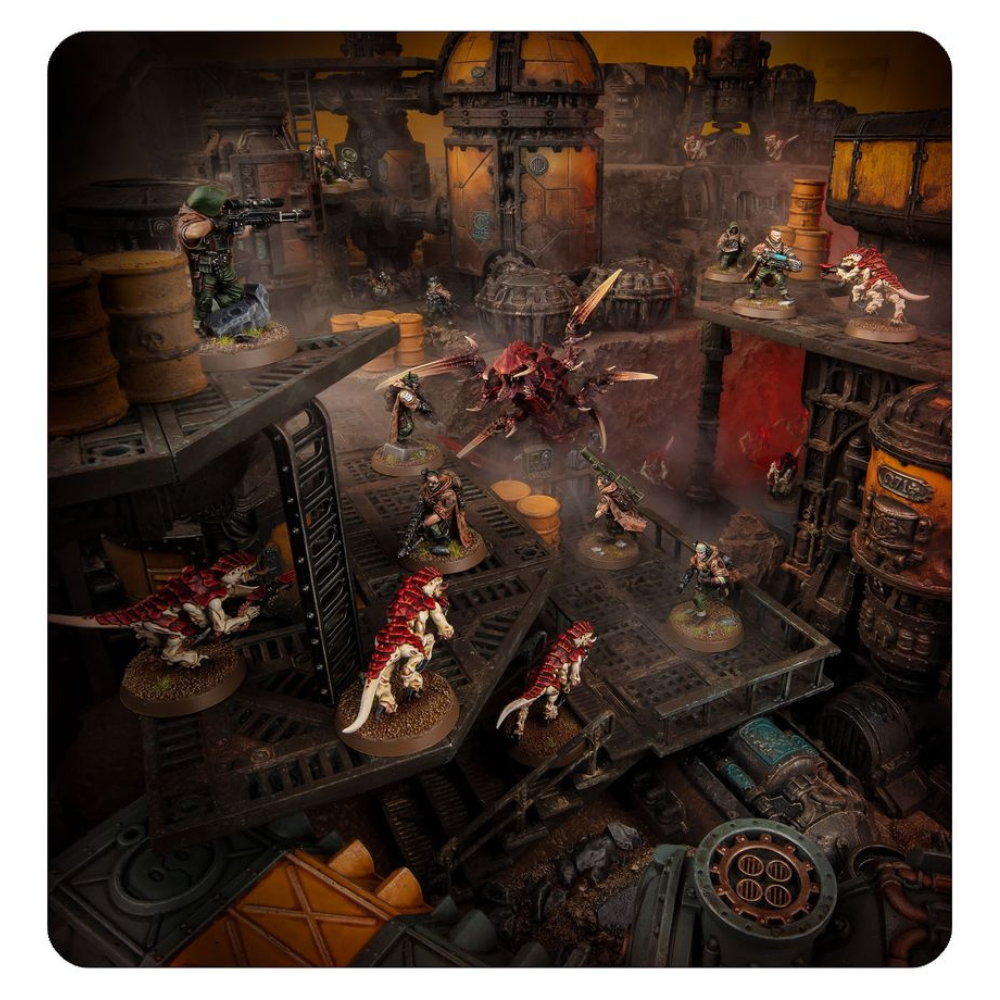 Kill Team Gefecht zwischen Astra Militarum und Tyraniden im Warhammer 40.000 Szenario