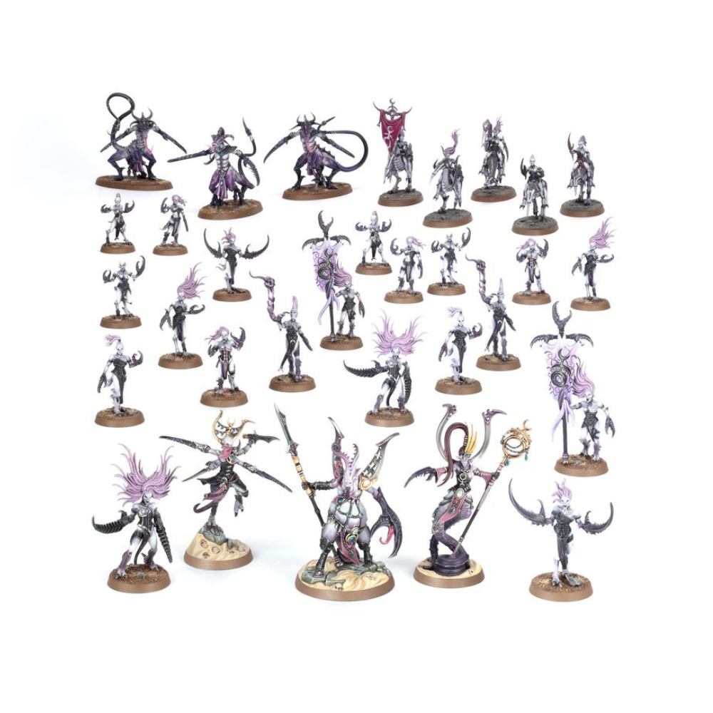 Warhammer Age of Sigmar Speerspitze: Epikureische Feiernde (70-834) mit allen 31 bemalten Miniaturen.