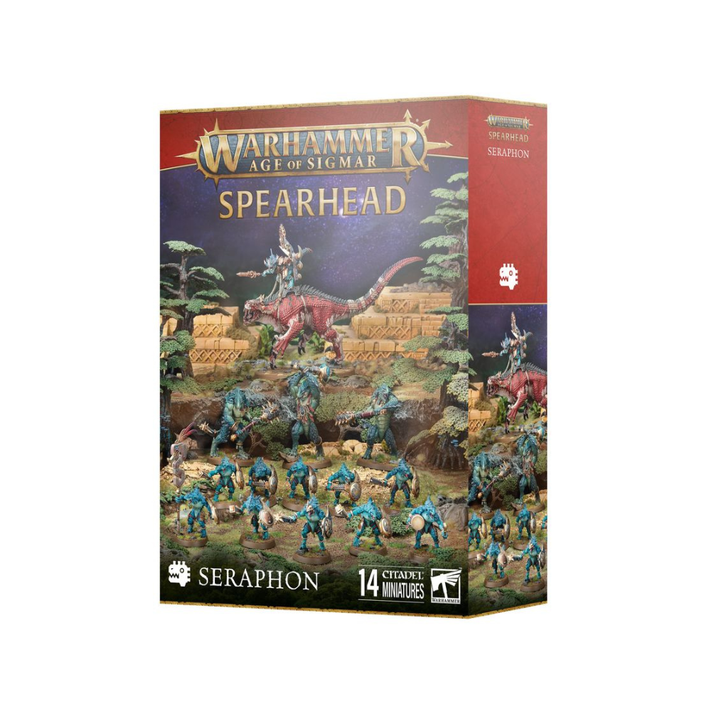 Warhammer Age of Sigmar Spearhead Seraphon Box, bemalte Seraphon Miniaturen Set mit Saurus Kriegern und Reittier, Games Workshop