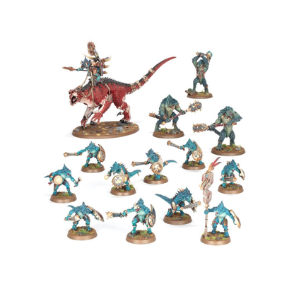 Warhammer Age of Sigmar Seraphon Miniaturen Set, bemalte Saurus Krieger und Anführer auf Dinosaurier, detaillierte Tabletop Figuren Sammlung