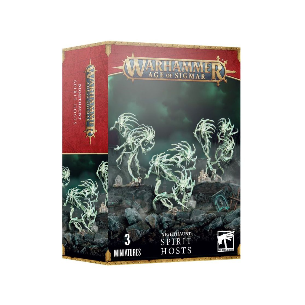 Warhammer Age of Sigmar Spirit Hosts Miniaturen, Nighthaunt Geistereinheiten mit schwebenden Skelettformen und Grabstein-Bases