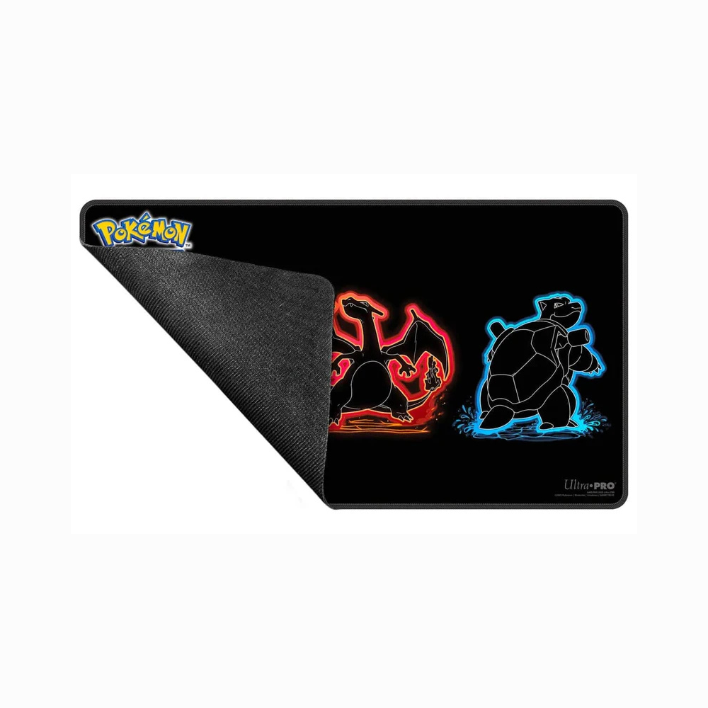 Pokémon Playmat mit rutschfester Unterseite und Neon-Motiv von Glurak, Bisaflor und Turtok, Ultra Pro Zubehör