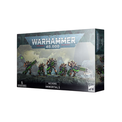 Warhammer 40.000 Miniaturen Set Necrons Immortals mit 5 Figuren und grünen Energiegewehren