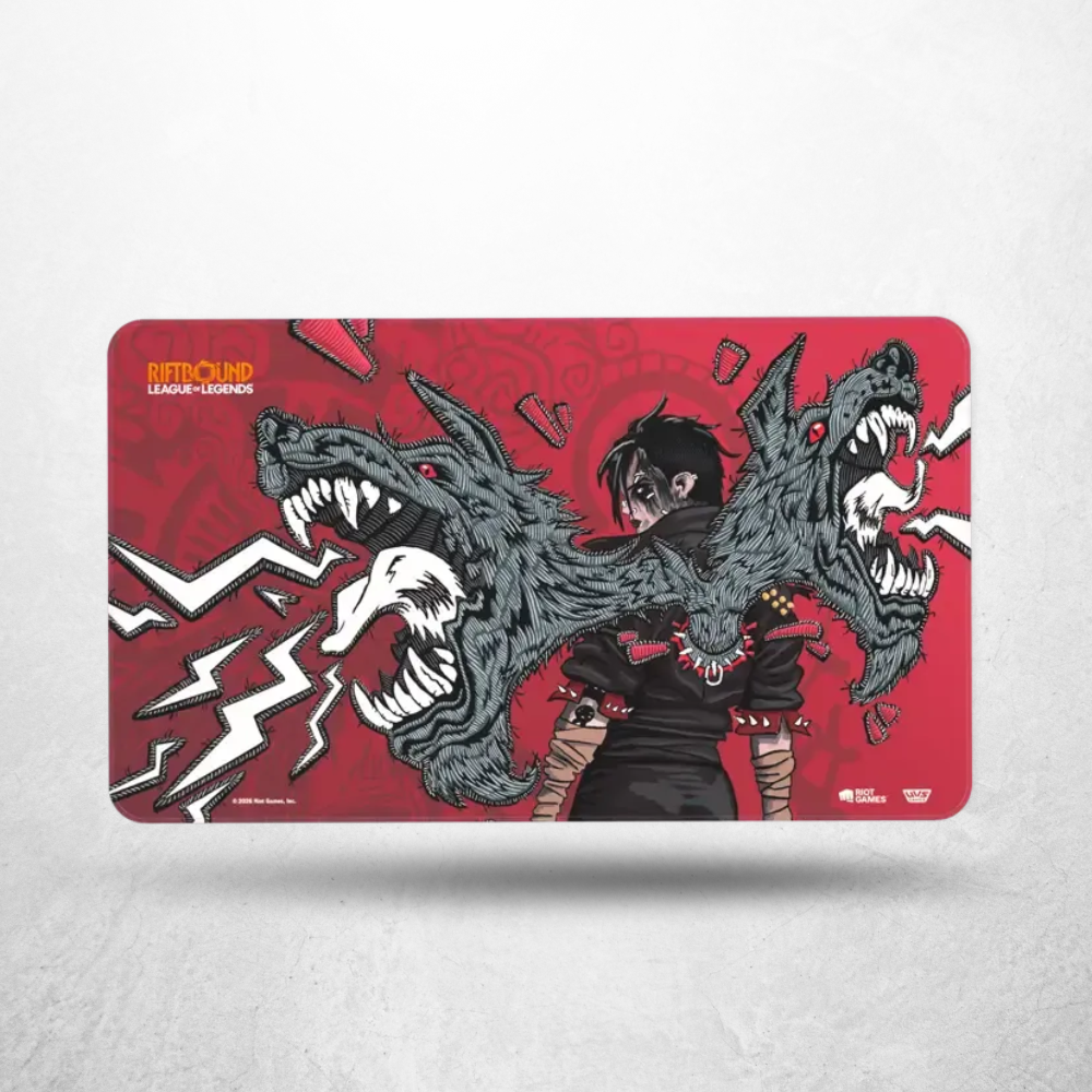 Riftbound Unleashed Playmat „Vi, Piltover Enforcer“ mit Artwork von Vi im offiziellen League of Legends Design.