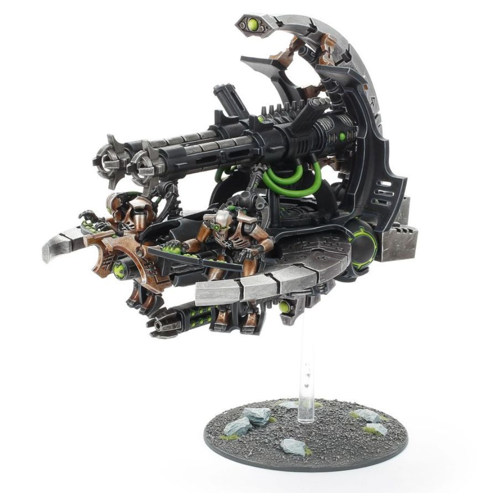Warhammer 40.000 Necrons Kommandogleiter als bemaltes Catacomb Command Barge Modell mit Necron-Besatzung