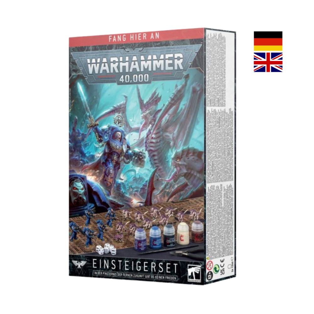 Warhammer 40k Einsteigerset Box mit Space Marines und Tyraniden Artwork
