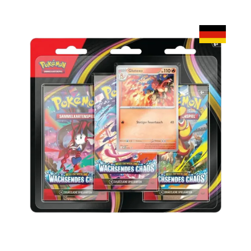 Pokémon 3er Blister aus Wachsendes Chaos mit Promokarte und 3 Booster Packs