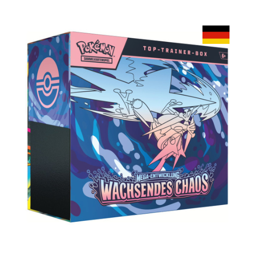 Pokémon Top-Trainer-Box aus Wachsendes Chaos mit Zubehör und Booster Packs für Trainer