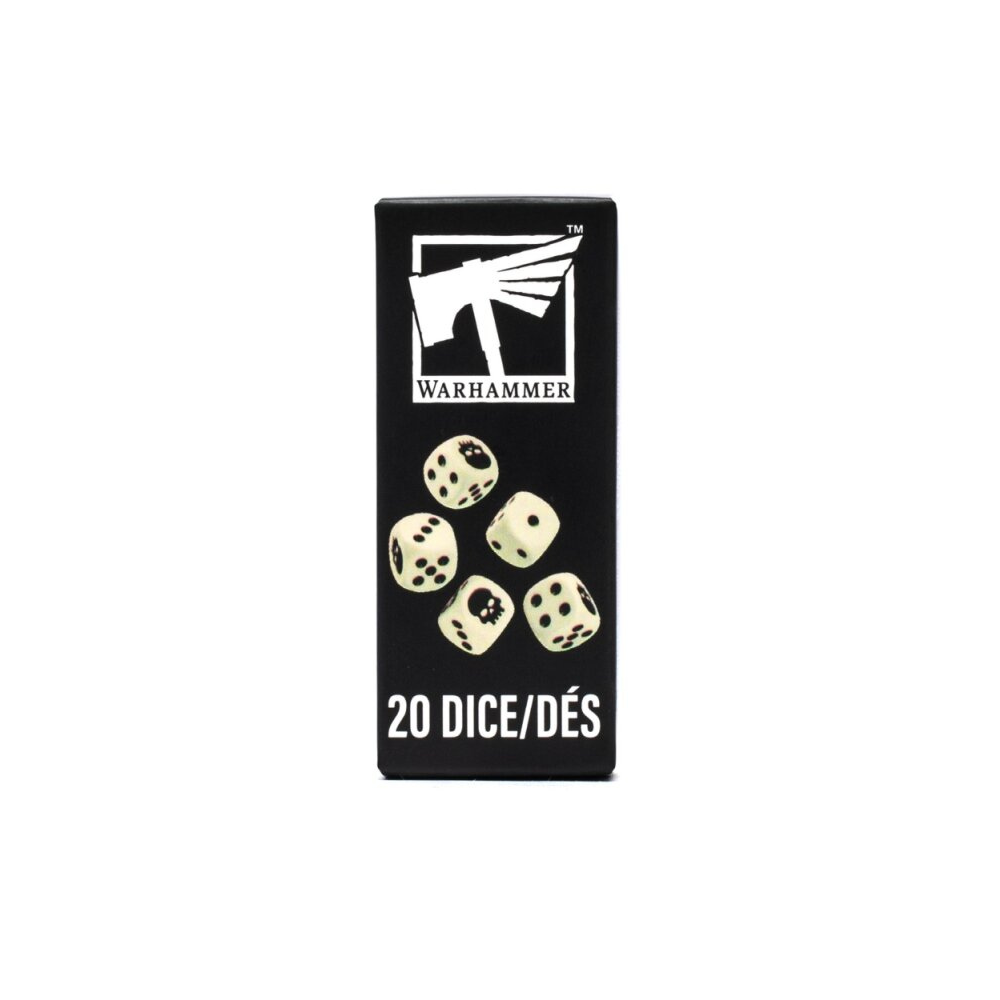 Warhammer Dice Set 20 Stück klassische sechsseitige Würfel mit ikonischen Symbolen ideal für Warhammer 40k und Age of Sigmar Spiele