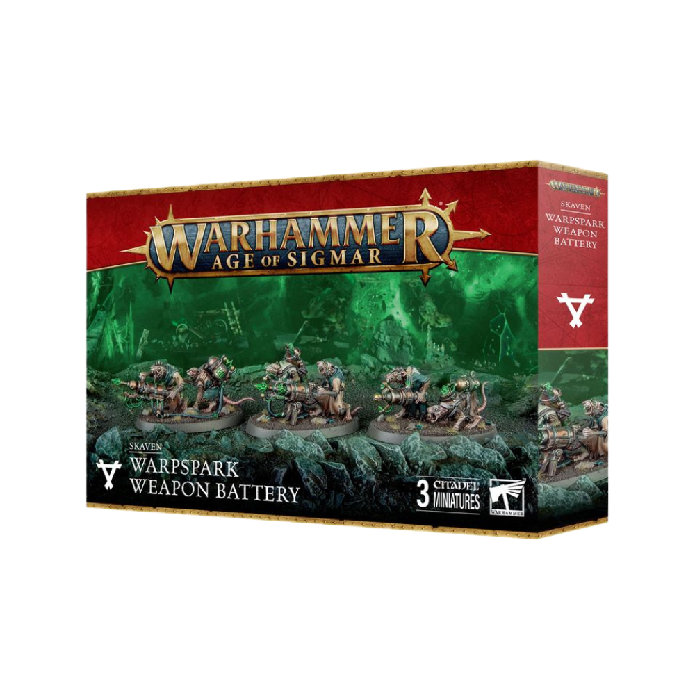 Warhammer Age of Sigmar Skaven Warpspark Weapon Battery Box. Miniaturen mit Rattenkriegern und Warpkanonen, Tabletop Modelle Set
