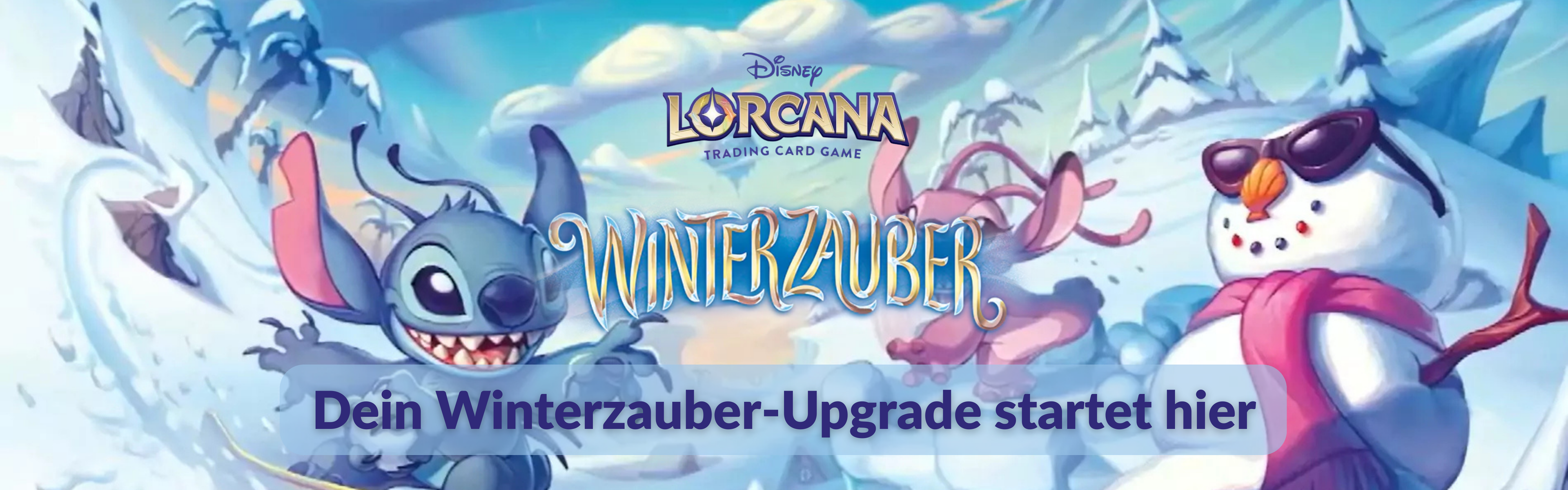 Disney Lorcana Winterzauber Banner Stitch Angel und Schneemann im Wintermotiv