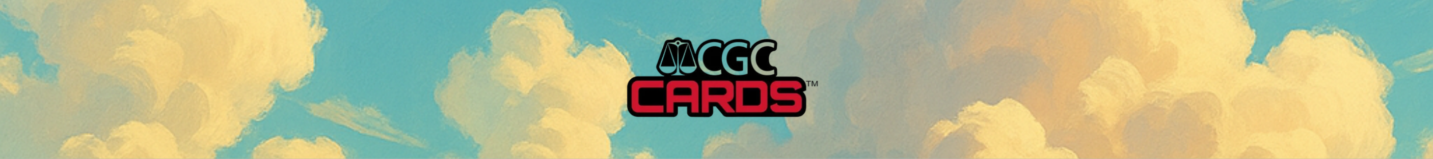 Desktop-Banner mit dem CGC-Cards-Logo vor einem gemalten Himmel mit hellen Wolken.