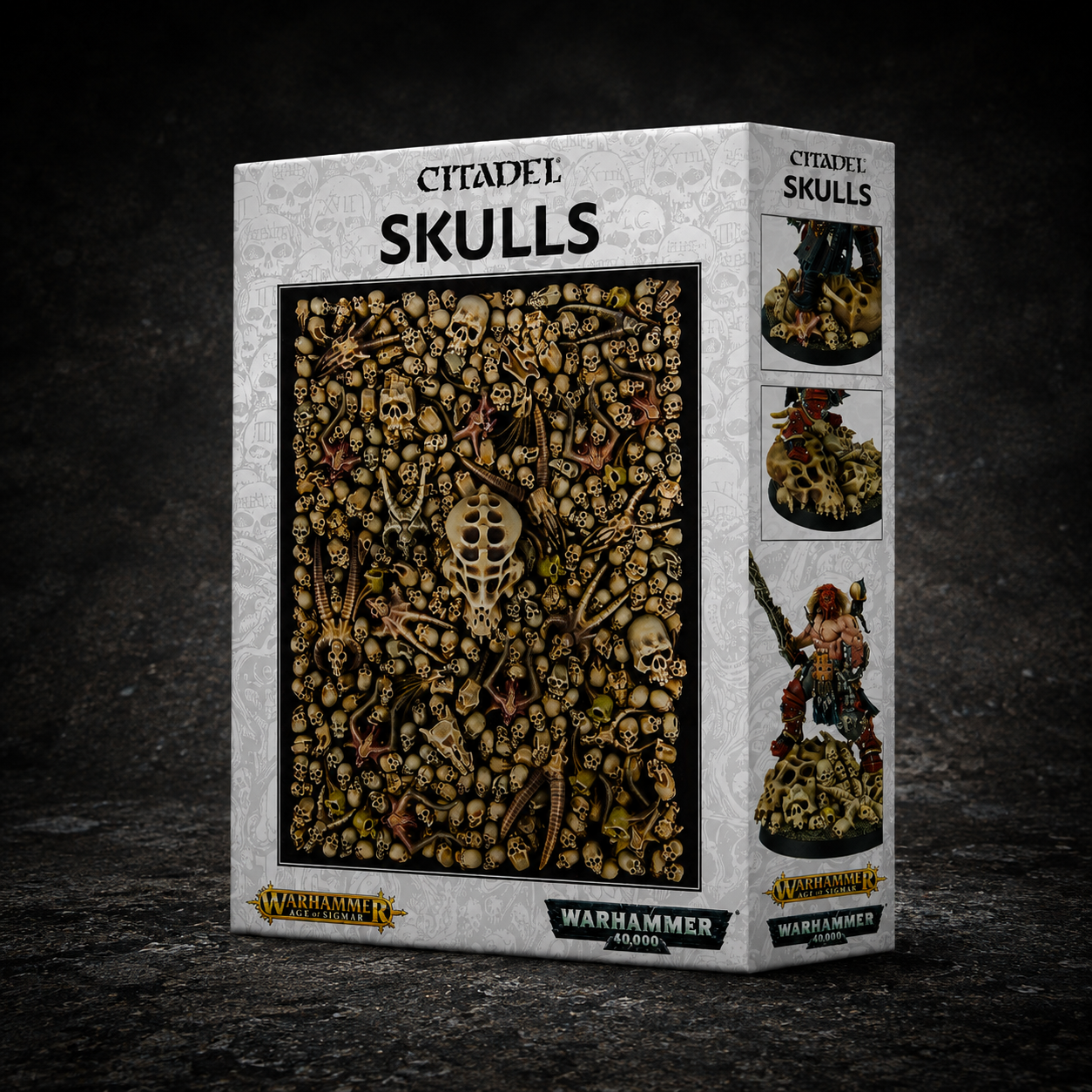 Citadel-Skulls-Box mit Totenschädel-Bauteilen für Warhammer-Miniaturen und Geländegestaltung.