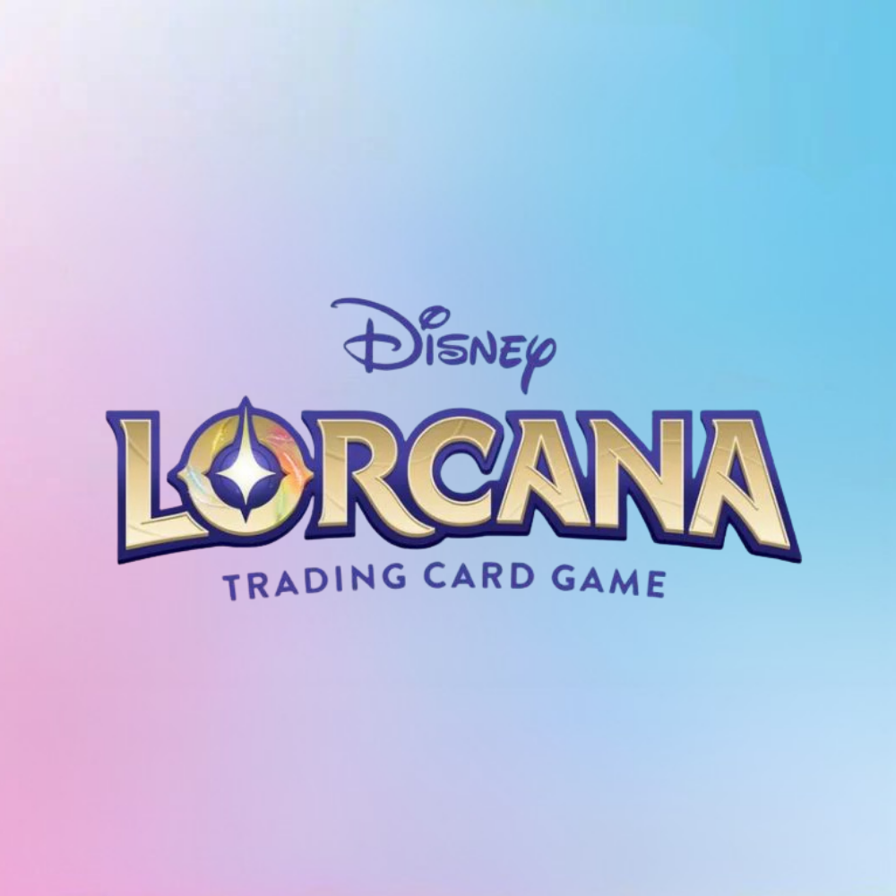 Banner mit Disney-Lorcana-Logo und ausgewählten Charakteren für die Produktkategorie im Onlineshop.