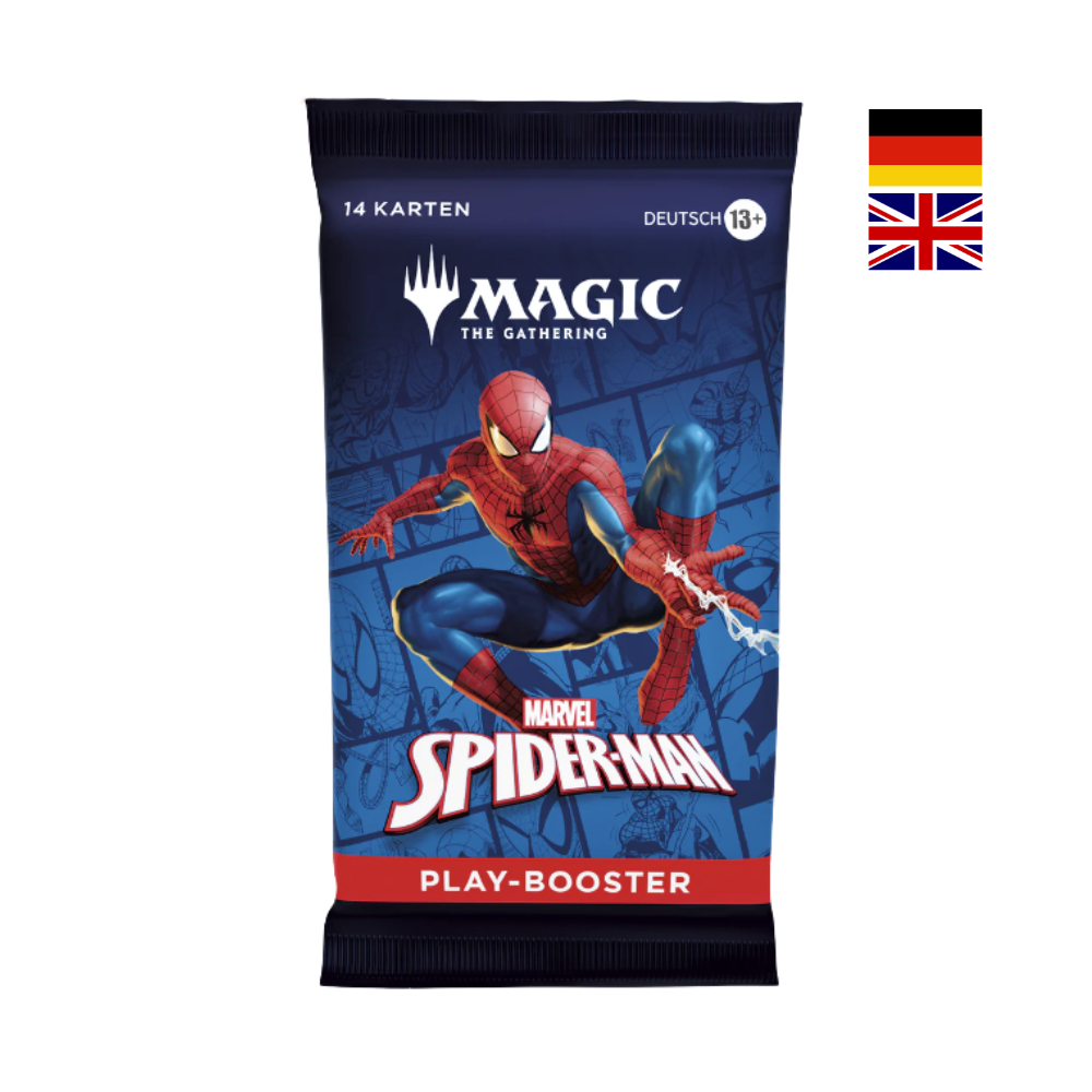 Magic the Gathering Spider-Man Play-Booster Pack auf Deutsch oder Englisch mit 14 Karten und Spider-Man Artwork