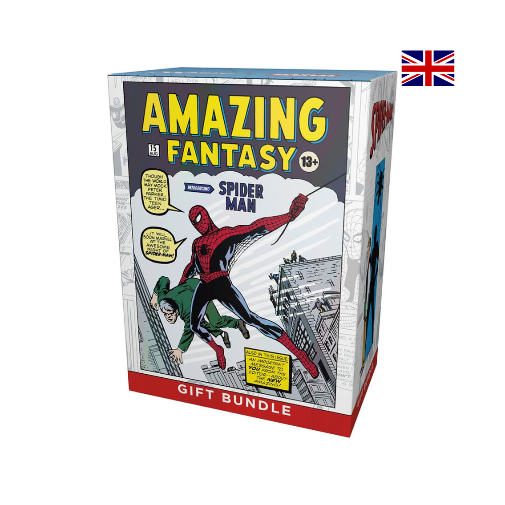 Spider-Man Amazing Fantasy Gift Bundle – englisches Fanpaket im Retro-Comic-Stil