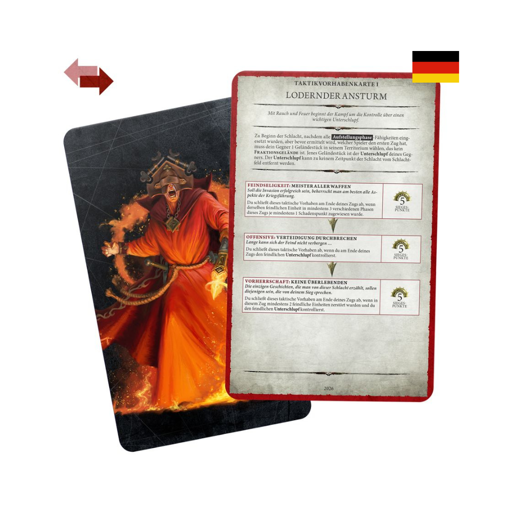 Warhammer Age of Sigmar Handbuch des Generals 2026-27 (80-46) mit deutscher Taktikvorhabenkarte.