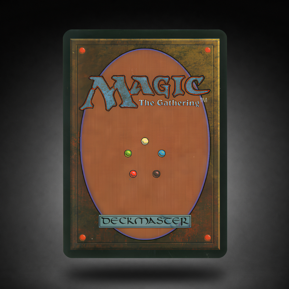 Rückseite einer Magic: The Gathering Sammelkarte mit dem klassischen Kartenlayout auf dunklem Hintergrund.