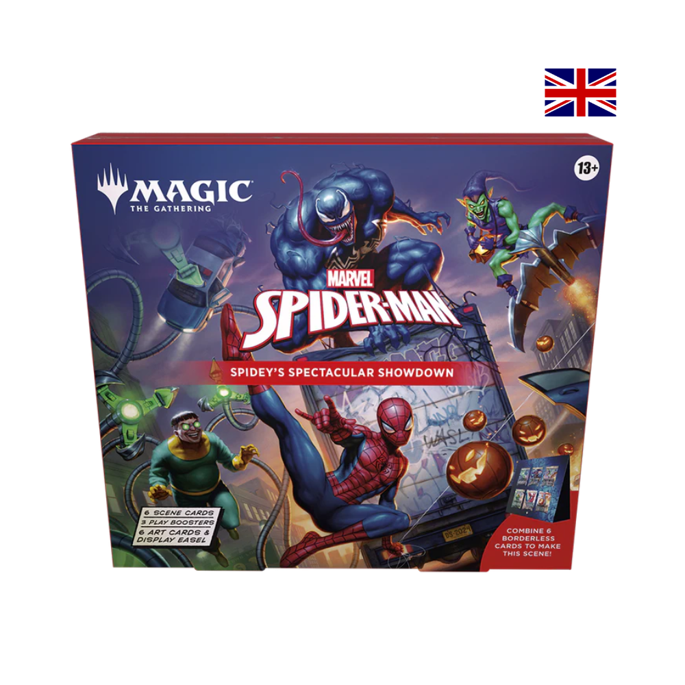 Magic the Gathering Spider-Man Spidey’s Spectacular Showdown – englisches Set mit Play Boostern und Szene-Karten